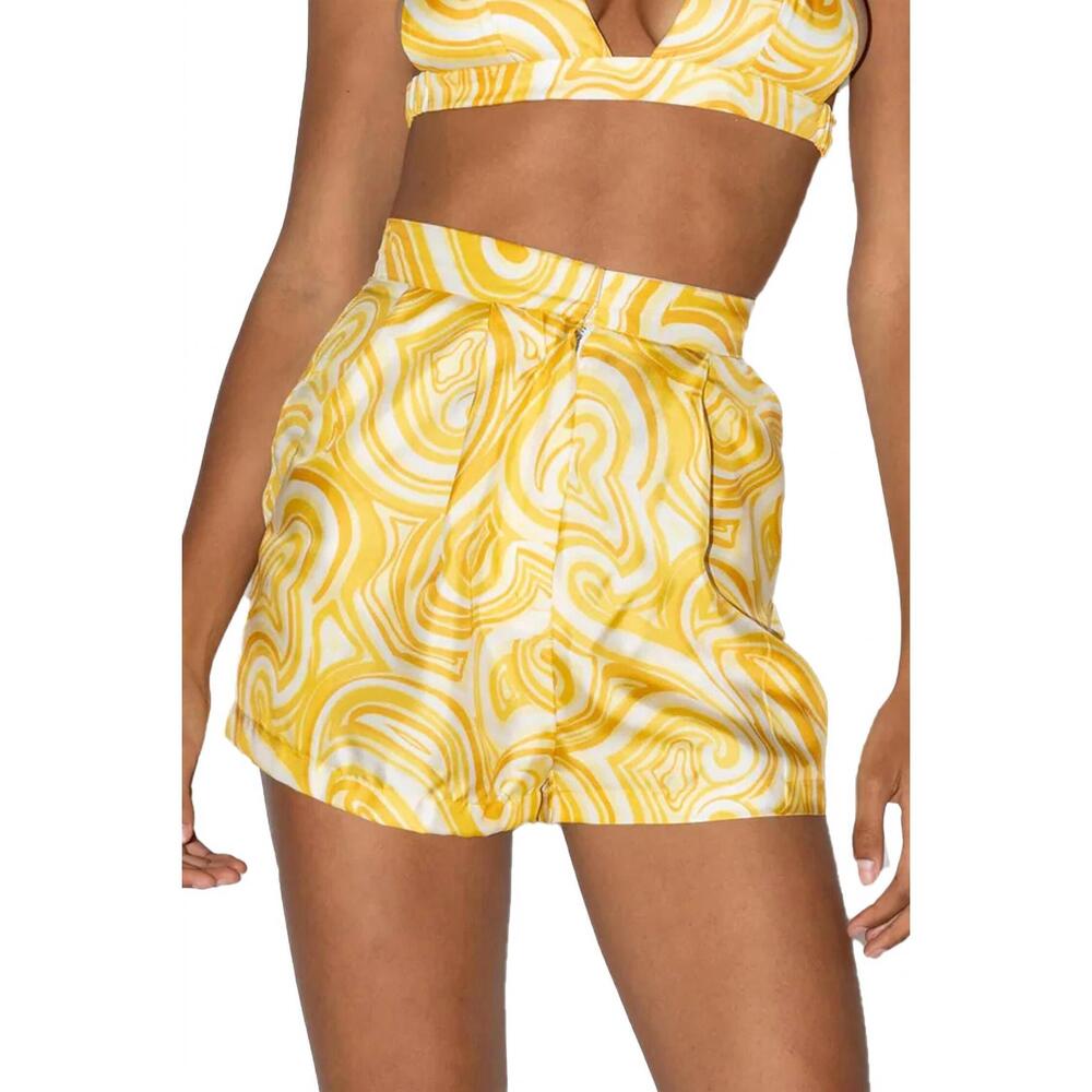 NEW RONNY KOBO sunrise swirl pella shorts in yellow